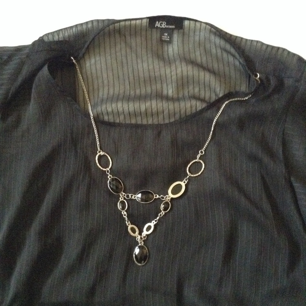 Two-piece blouse with built-in necklace